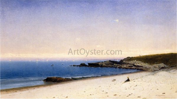 Beach at Newport, Rhode Island by James Augustus Suydam - Hand-Painted Oil Painting on Canvas on Sale