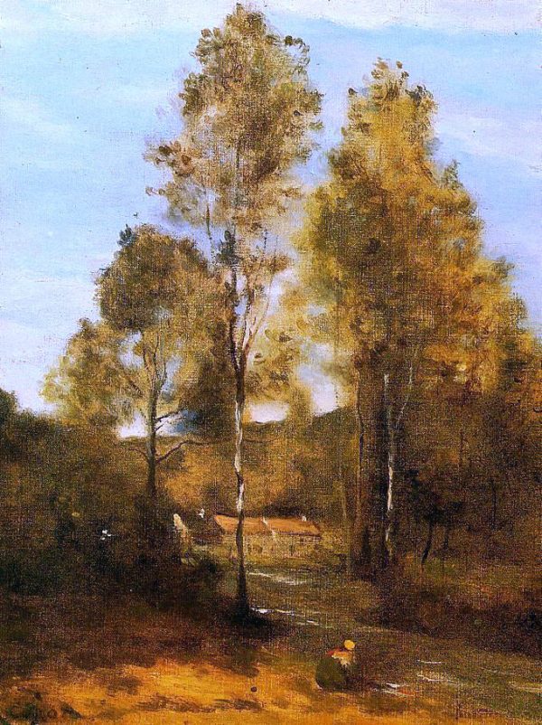 Clearing in the Bois Pierre, near at Eveaux near Chateau Thiery by Jean-Baptiste-Camille Corot - Hand-Painted Oil Painting on Canvas For Cheap