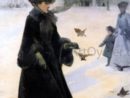 Winter Morning in the Tuileries Gardens, Paris by Jean Eugene Clary - Hand-Painted Oil Painting on Canvas on Sale