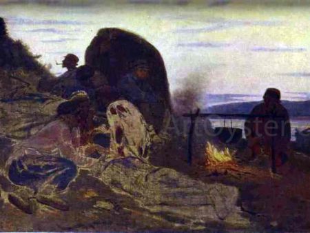 Barge Haulers by Campfire by Ilia Efimovich Repin - Hand-Painted Oil Painting on Canvas Online