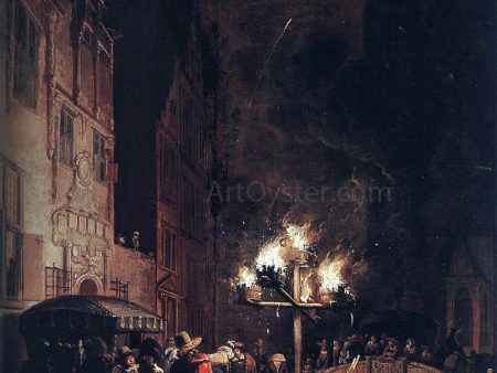 Celebration by Torchlight on the Oude Delft by Egbert Van der Poel - Hand-Painted Oil Painting on Canvas Cheap