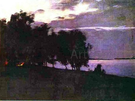 Bonfire by Isaac Ilich Levitan - Hand-Painted Oil Painting on Canvas For Sale