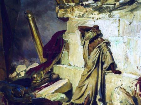 Cry of prophet Jeremiah on the Ruins of Jerusalem (on a Bible subject) by Ilia Efimovich Repin - Hand-Painted Oil Painting on Canvas For Discount