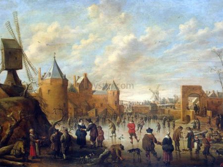 Winter in a Dutch Town by Joost Cornelisz Droochsloot - Hand-Painted Oil Painting on Canvas For Cheap