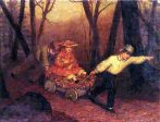 Collecting Autumn Leaves by Enoch Wood Perry - Hand-Painted Oil Painting on Canvas For Sale