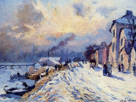 Banks of the Seine, Winter at Herblay by Albert Lebourg - Hand-Painted Oil Painting on Canvas Online