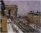 Arc de Triomphe in the Snow by Gustave Loiseau - Hand-Painted Oil Painting on Canvas Discount