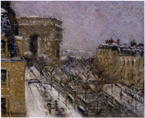 Arc de Triomphe in the Snow by Gustave Loiseau - Hand-Painted Oil Painting on Canvas Discount