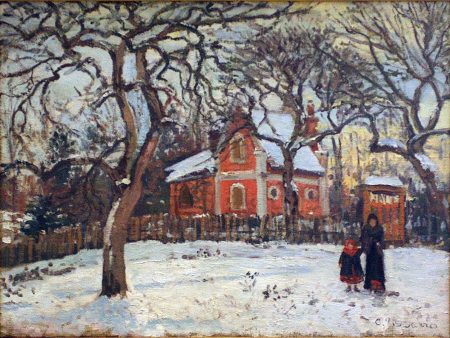 Chestnut Trees at Louveciennes in Winter by Camille Pissarro - Hand-Painted Oil Painting on Canvas For Cheap