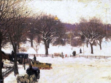 Boston Public Garden by Edward E Simmons - Hand-Painted Oil Painting on Canvas Discount