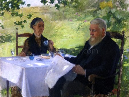 A Tea on the Porch by Willard Leroy Metcalf - Hand-Painted Oil Painting on Canvas For Discount