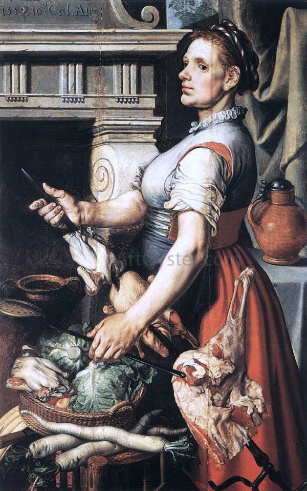 Cook in Front of the Stove by Pieter Aertsen - Hand-Painted Oil Painting on Canvas Discount