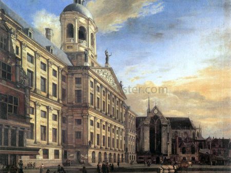 Amsterdam, Dam Square with the Town Hall and the Nieuwe Kerk by Jan Van der Heyden - Hand-Painted Oil Painting on Canvas Hot on Sale