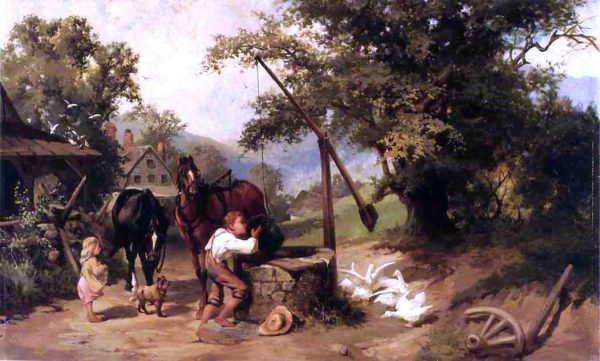 At the Well by Henry Cariss - Hand-Painted Oil Painting on Canvas Sale