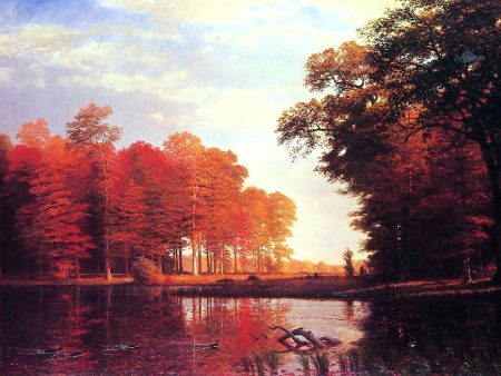 Autumn Woods by Albert Bierstadt - Hand-Painted Oil Painting on Canvas Online