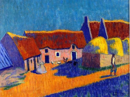 Breton Village by Emile Jourdan - Hand-Painted Oil Painting on Canvas Online Sale