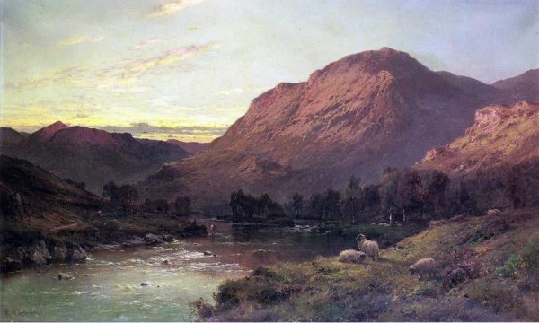 A Salmon River in Scotland by Senior. Alfred De Breanski - Hand-Painted Oil Painting on Canvas Discount