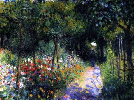 A Women in a Garden by Pierre Auguste Renoir - Hand-Painted Oil Painting on Canvas Hot on Sale