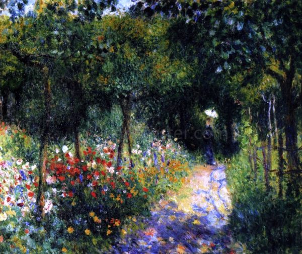 A Women in a Garden by Pierre Auguste Renoir - Hand-Painted Oil Painting on Canvas Hot on Sale