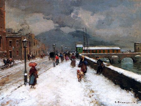 Blustery Winter Day by Carlo Brancaccio - Hand-Painted Oil Painting on Canvas on Sale