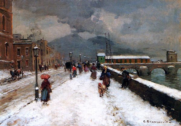 Blustery Winter Day by Carlo Brancaccio - Hand-Painted Oil Painting on Canvas on Sale