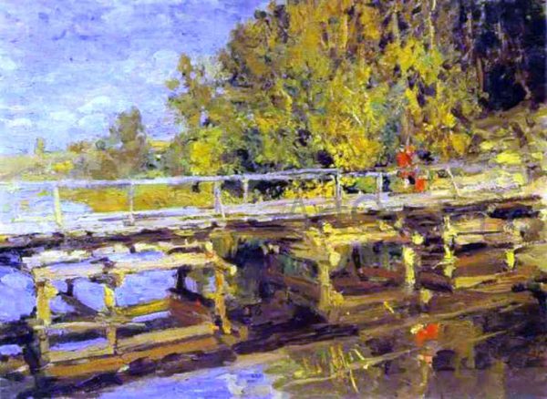 Autumn On Bridge by Constantin Alexeevich Korovin - Hand-Painted Oil Painting on Canvas Online Sale