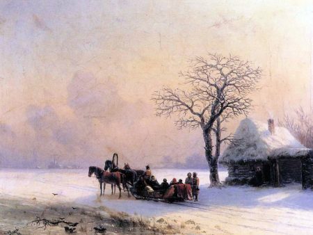 Winter Scene in Little Russia by Ivan Constantinovich Aivazovsky - Hand-Painted Oil Painting on Canvas Hot on Sale