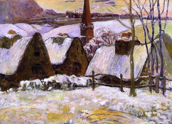 Breton Village in the Snow by Paul Gauguin - Hand-Painted Oil Painting on Canvas Supply