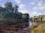 Bend in the River Loing in Summer by Alfred Sisley - Hand-Painted Oil Painting on Canvas Online now