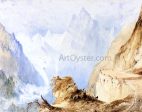 A View in the Alps by John Ruskin - Hand-Painted Oil Painting on Canvas Supply