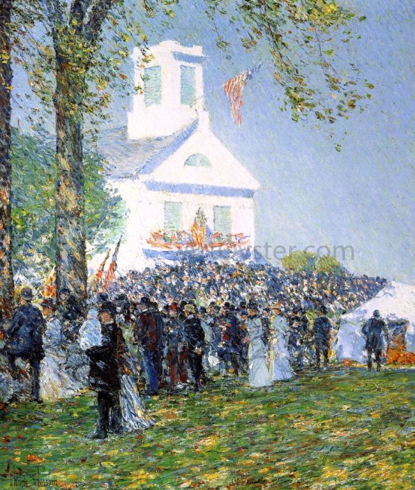 A Country Fair, New England (also known as Harvest Celebration in a New England Village) by Frederick Childe Hassam - Hand-Painted Oil Painting on Canvas on Sale