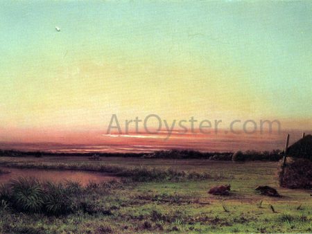 Marsh Scene: Two Cattle in a Field by Martin Johnson Heade - Hand-Painted Oil Painting on Canvas Sale