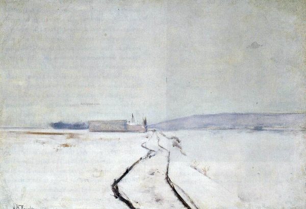 Along the River, Winter by John Twachtman - Hand-Painted Oil Painting on Canvas on Sale