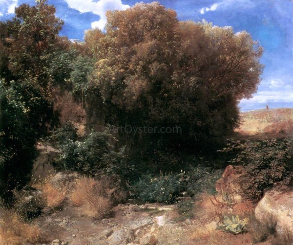 Campagna Landscape by Arnold Bocklin - Hand-Painted Oil Painting on Canvas on Sale