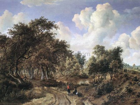 A Wooded Landscape by Meyndert Hobbema - Hand-Painted Oil Painting on Canvas For Discount