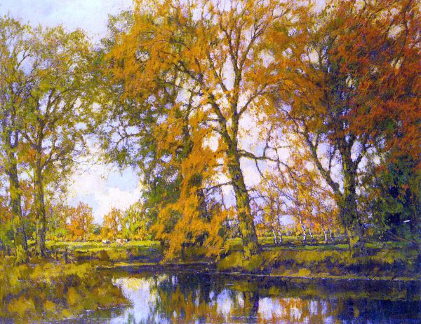 An Autumn Landscape with Cows Near a Stream by Arnold Marc Gorter - Hand-Painted Oil Painting on Canvas Discount