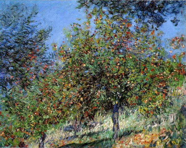 Apple Trees on the Chantemesle Hill by Claude Oscar Monet - Hand-Painted Oil Painting on Canvas Online now