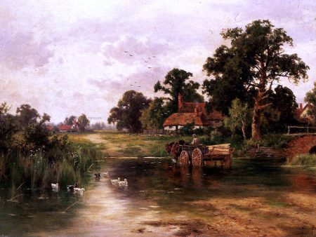 Across The Ford by Henry Hillier Parker - Hand-Painted Oil Painting on Canvas Hot on Sale