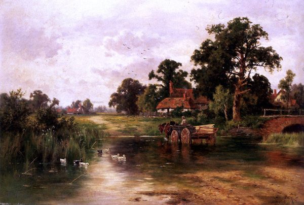 Across The Ford by Henry Hillier Parker - Hand-Painted Oil Painting on Canvas Hot on Sale