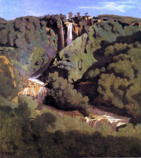 Cascade of Terni by Jean-Baptiste-Camille Corot - Hand-Painted Oil Painting on Canvas on Sale