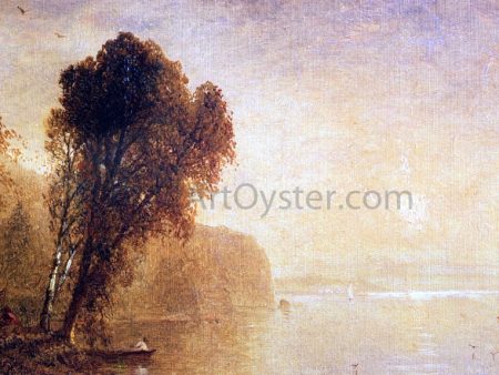 Autumn River Scene by John Frederick Kensett - Hand-Painted Oil Painting on Canvas For Cheap