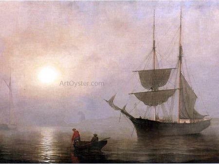 A Ship in a Fog, Gloucester Harbor by Fitz Hugh Lane - Hand-Painted Oil Painting on Canvas For Cheap