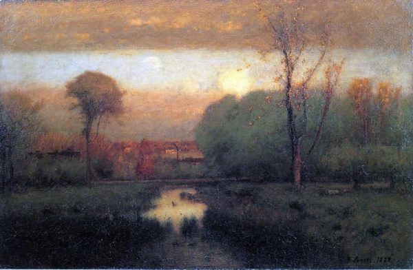 Autumn Gold by George Inness - Hand-Painted Oil Painting on Canvas Discount