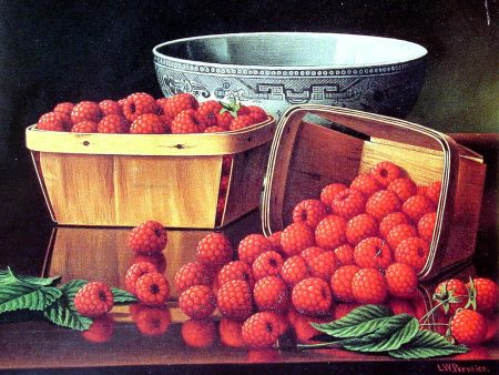 Baskets of Raspberries by Levi Wells Prentice - Hand-Painted Oil Painting on Canvas Cheap