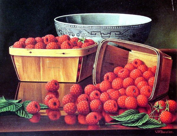 Baskets of Raspberries by Levi Wells Prentice - Hand-Painted Oil Painting on Canvas Cheap