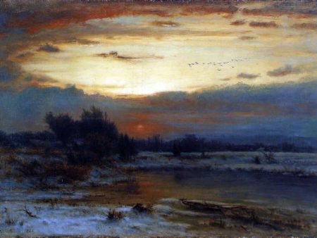 Winter, Close of Day (also known as A Winter Day) by George Inness - Hand-Painted Oil Painting on Canvas Online now