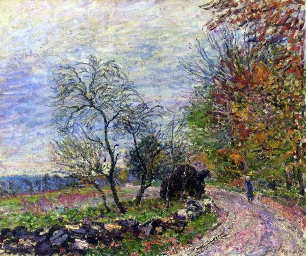 Along the woods in Autumn by Alfred Sisley - Hand-Painted Oil Painting on Canvas Supply