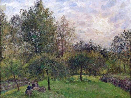 Apple Trees and Poplars at Sunset by Camille Pissarro - Hand-Painted Oil Painting on Canvas Discount