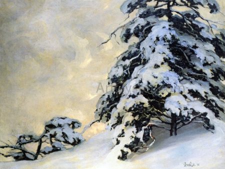 After the Snowfall by Jonas Lie - Hand-Painted Oil Painting on Canvas Discount