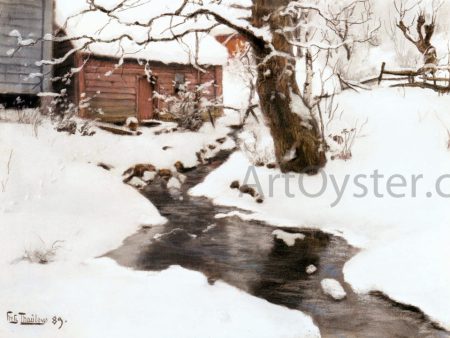 Winter on the Isle of Stord by Fritz Thaulow - Hand-Painted Oil Painting on Canvas Supply